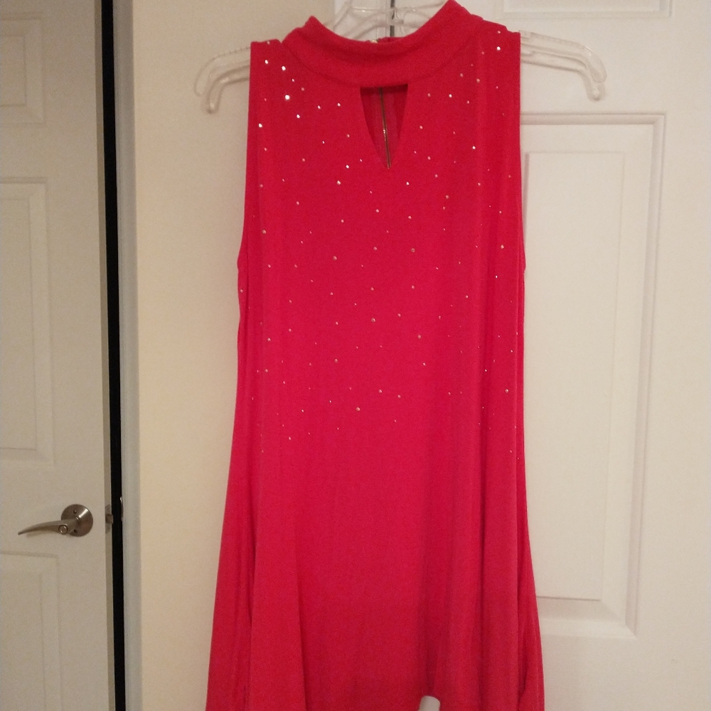 Pink Belldini Sleeveless Sparkly Pink Shift Blouse. Size Large
